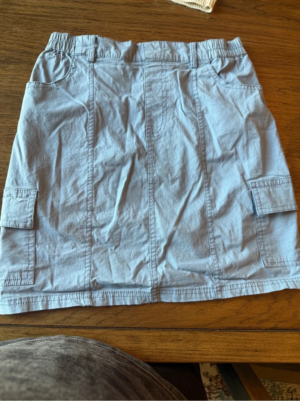 Tween Diva Cream Open-Knit Sweater & light blue cargo skirt  - girls size 10